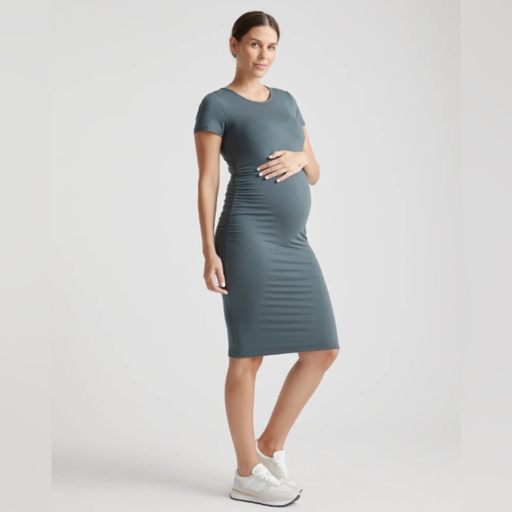 Quince tencel jersey maternity ruched dress